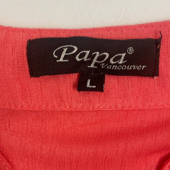 PAPA Vancouver Classic Button Down Pleats  Color Coral/Salmon Long Sleeve Sz L - Picture 8 of 14